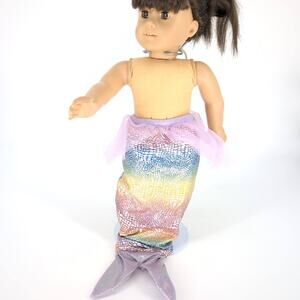 Unbranded Lilac, Blue, Green, Yellow, Red Silver Mermaid Tail for 18" Dolls -GUC